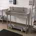Thumbnail image #2 for Advance Tabco 19-FM-40FV Multiwash Two-Station Floor-Mounted Hand Sink with Toe-Push Faucets, 40-Inch 304 Stainless Steel
