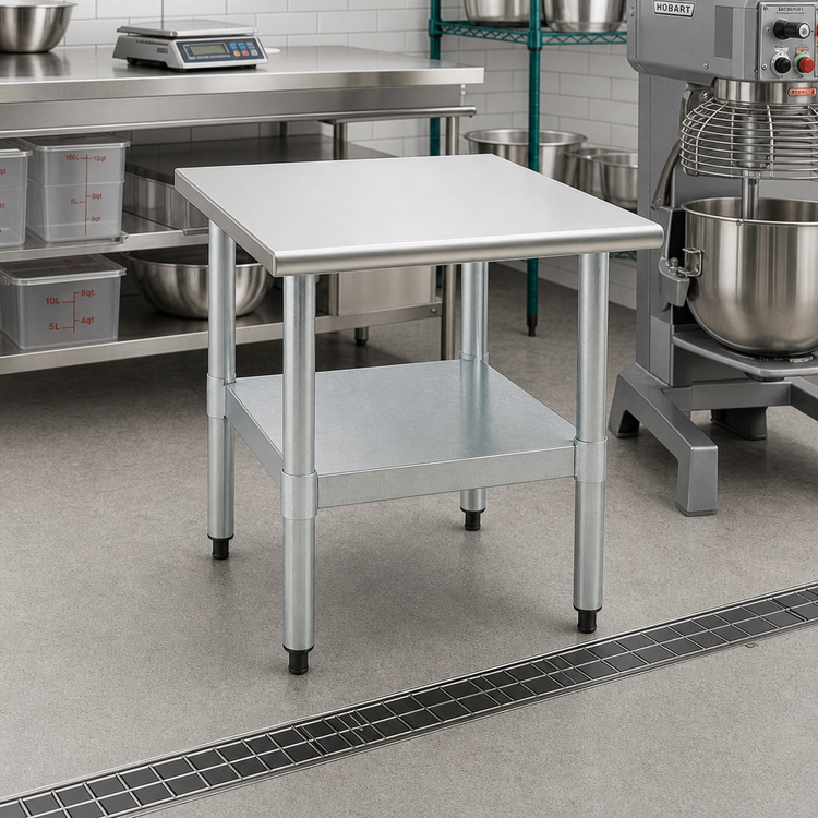 Product image #2 for Eagle Group MS3024 24 x 30 x 24 Inch Stationary Mixer Stand with Stainless Steel Top and Galvanized Undershelf