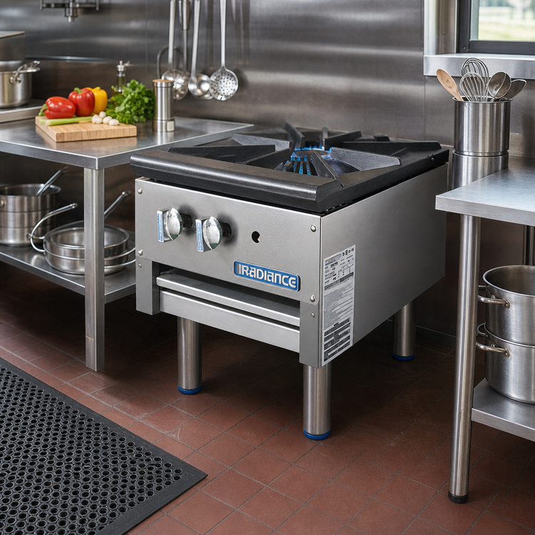 Product image #2 for Turbo Air Radiance 18-Inch Stainless Steel Gas Stock Pot Range, Single 3-Ring Burner, 79,000 BTU