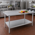 Thumbnail image #2 for John Boos Stallion 120-Inch x 24-Inch Stainless Steel Work Table with 1-1/2-Inch Rear Up-Turn and Galvanized Undershelf