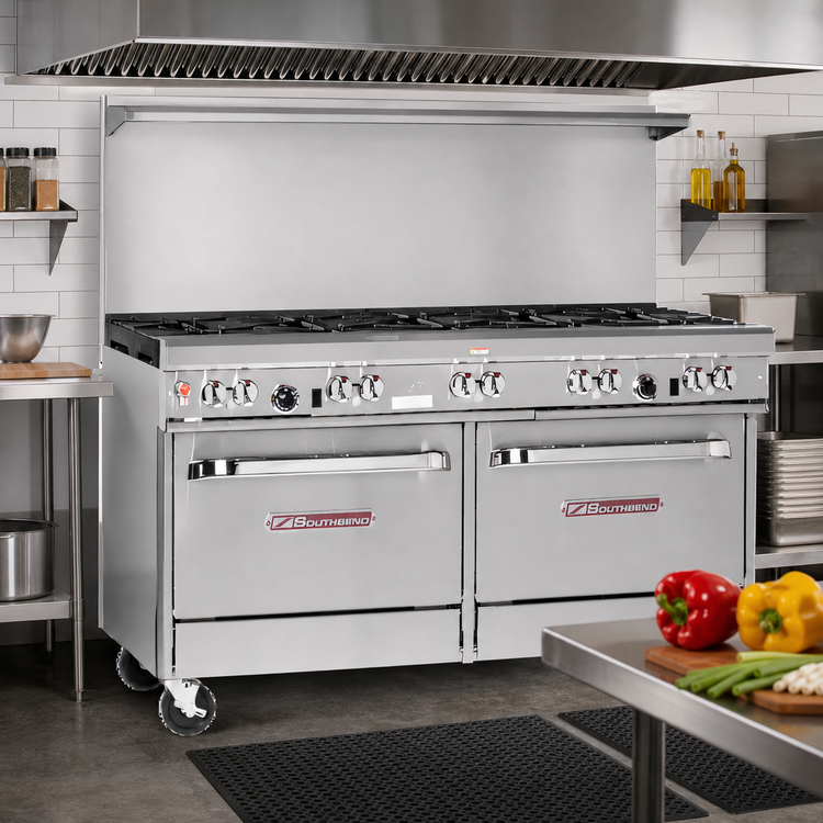Product image #2 for Ultimate 60-Inch Gas Restaurant Range with 9 Open Burners and 2 Standard Ovens