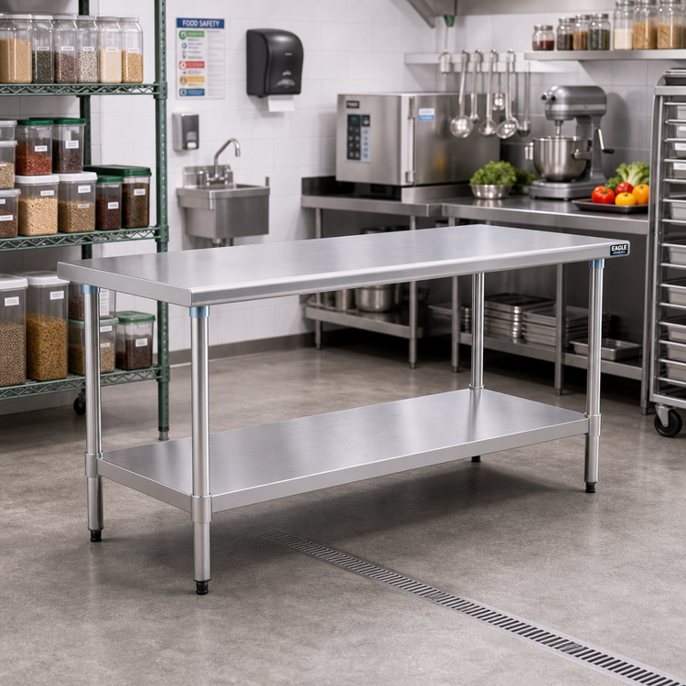 Product image #2 for Eagle Budget Series 60"W x 30"D 430 Stainless Steel Work Table with Adjustable Undershelf
