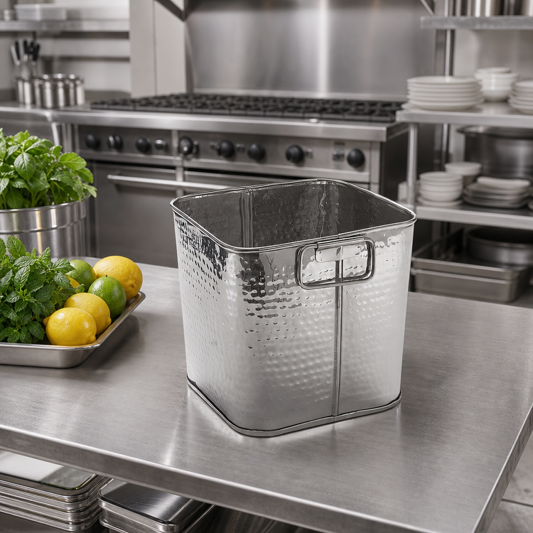 Product image #2 for American Metalcraft Square Stainless Steel Hammered Cooling Tub, 6.25 Qt, 8 x 8 x 7-1/4 Inch