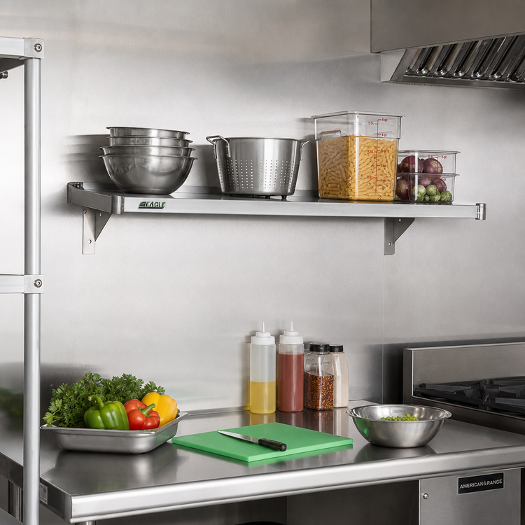 Product image #2 for Eagle Group 30" x 18" Solid Stainless Steel Shelf with Marine Edge
