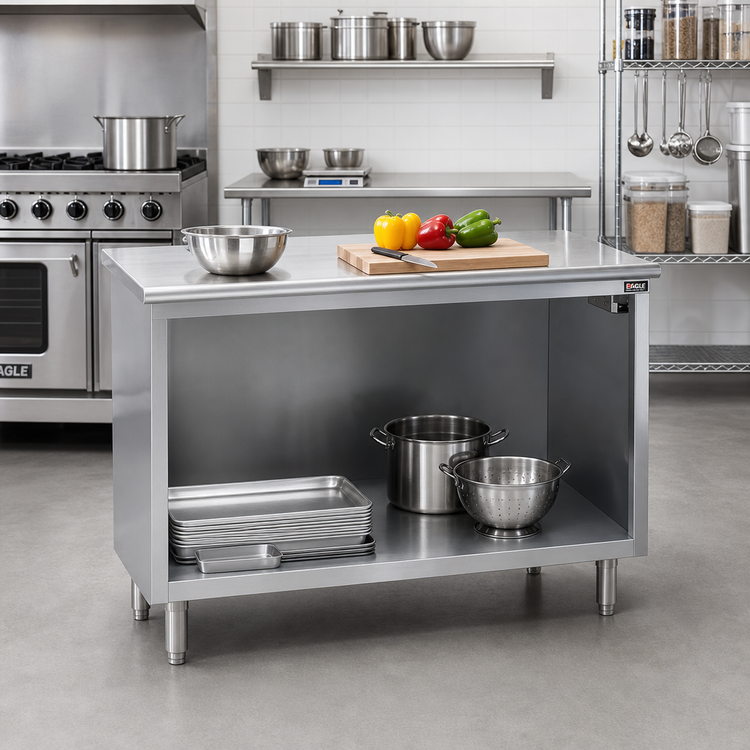 Product image #2 for Eagle Spec-Master Open Front Cabinet Base Worktable, 72W x 24D, Stainless Steel Top