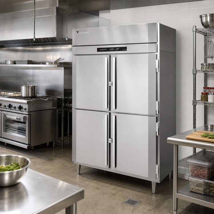 Product image #2 for Victory UltraSpec Pass-Thru Two-Section Solid Half-Door Freezer, Self-Contained, 48 Cu. Ft.