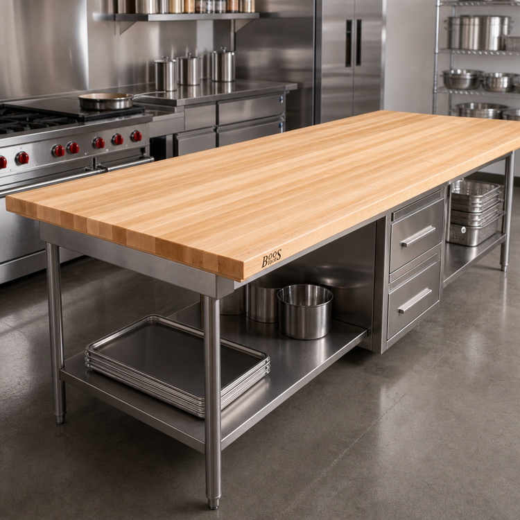 Product image #2 for John Boos Boos Block Northern Hard Rock Maple Edge-Grain Kitchen Countertop, 96 x 32 x 1-1/2 Inch, Varnique Finish