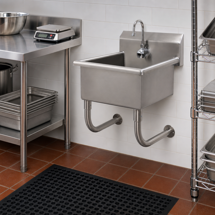 Product image #2 for Advance Tabco Wall-Mounted Stainless Steel Service Sink with Electronic Faucet, 20-Inch x 19-1/2-Inch Bowl