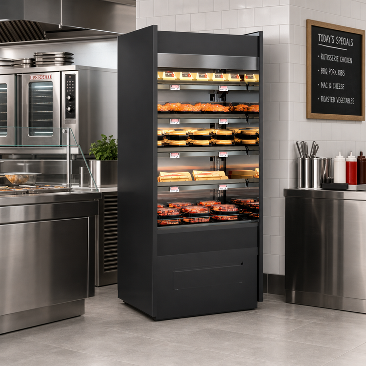 Product image #2 for Structural Concepts Oasis Self-Service Heated Food Merchandiser, Open Front, 4 Lighted Shelves, 24-3/4 Inch Wide