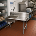 Thumbnail image #2 for BK Resources 36-Inch Soiled Dish Table — Left Sink, 20 x 20 x 8-Inch Bowl, Galvanized Legs