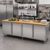 Thumbnail image #2 for 96-Inch Hard Maple Chef Table with Locking Hinged Doors and Stainless Steel Cabinet Base