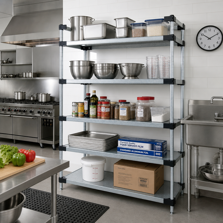Product image #2 for Quantum Solid Shelving Starter Kit, 72"W x 24"D x 63"H, 5 Solid Shelves