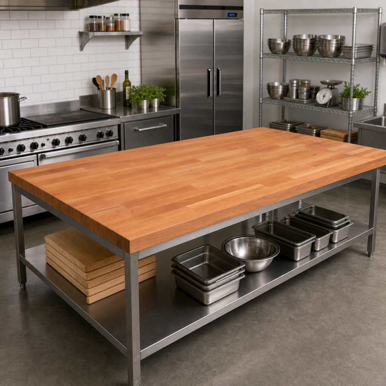 Product image #2 for John Boos Boos Block American Cherry Blended Edge Grain Kitchen Countertop, 96 in. x 38 in. x 1-1/2 in. Thick