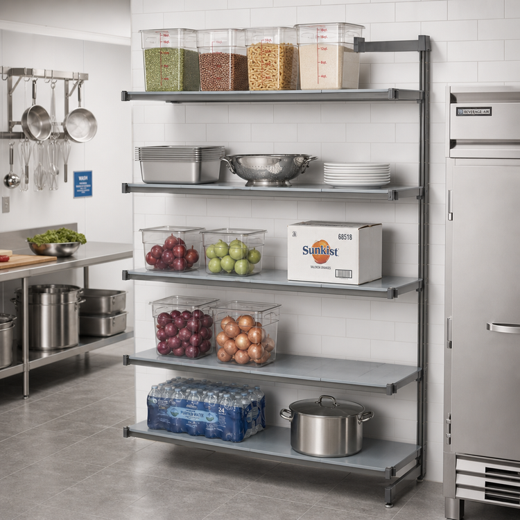 Product image #2 for Cambro Camshelving Basics Plus 5-Tier Solid Polymer Add-On Unit, 21 x 60 x 84 Inches, Brushed Graphite