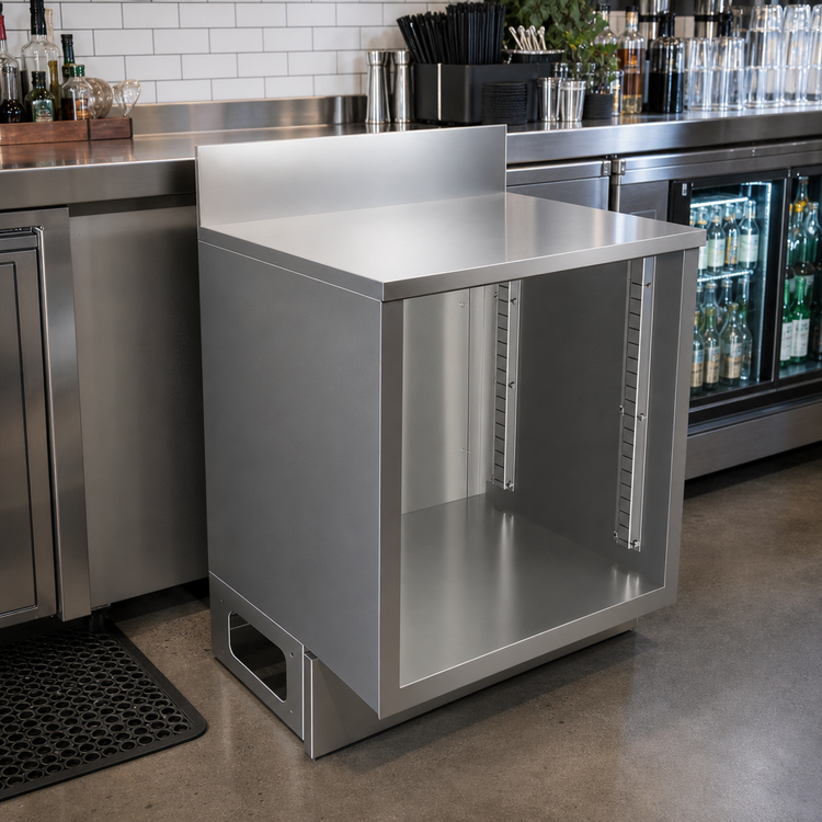 Product image #3 for BK Resources Call Series 24 Inch x 21 Inch Flat Top Stainless Steel Underbar Cabinet Base