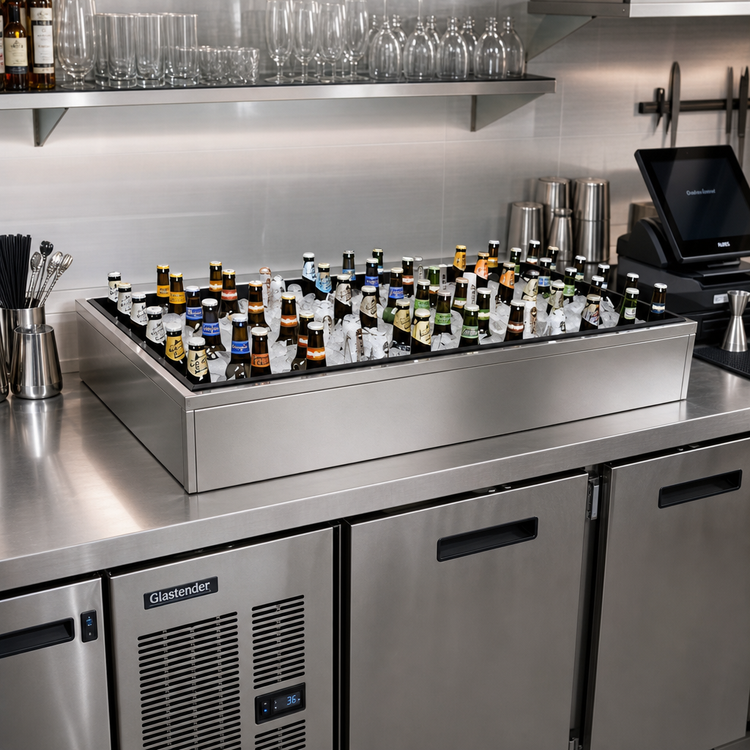 Product image #2 for Glastender Back Bar Ice Display Unit for Bottled Beverages, 24 x 24 x 7 Inches, Stainless Steel