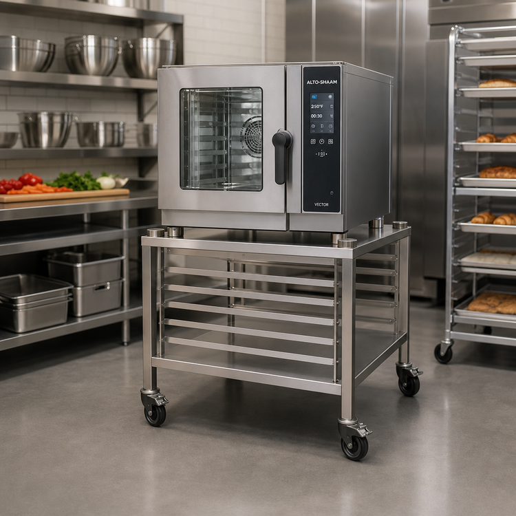 Product image #1 for Alto-Shaam Small Equipment Stand with Casters, Shelf and Slides for 6-10 & 10-10 Combi Ovens