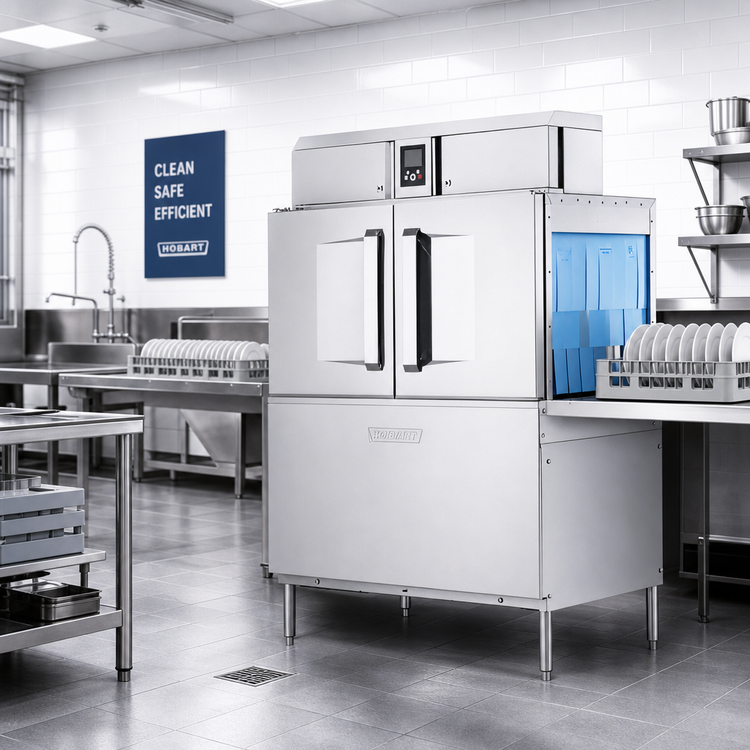 Product image #2 for Hobart High Temperature Single-Tank Rack Conveyor Dishwasher, 202 Racks/Hour