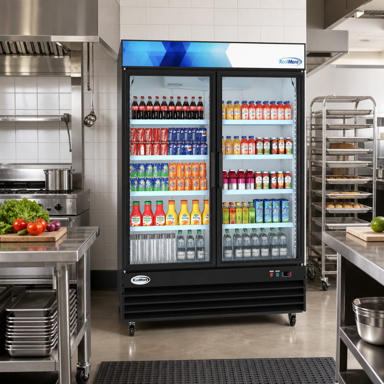 Product image #2 for Two-Section Glass Door Merchandiser Refrigerator, 45 Cu. Ft., Black