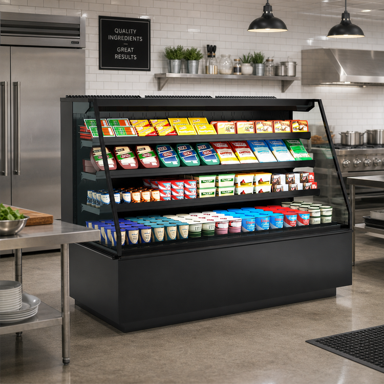 Product image #2 for Blend Refrigerated Self-Service End Cap Display Case, High Profile, 71-3/4 Inch Wide, Black