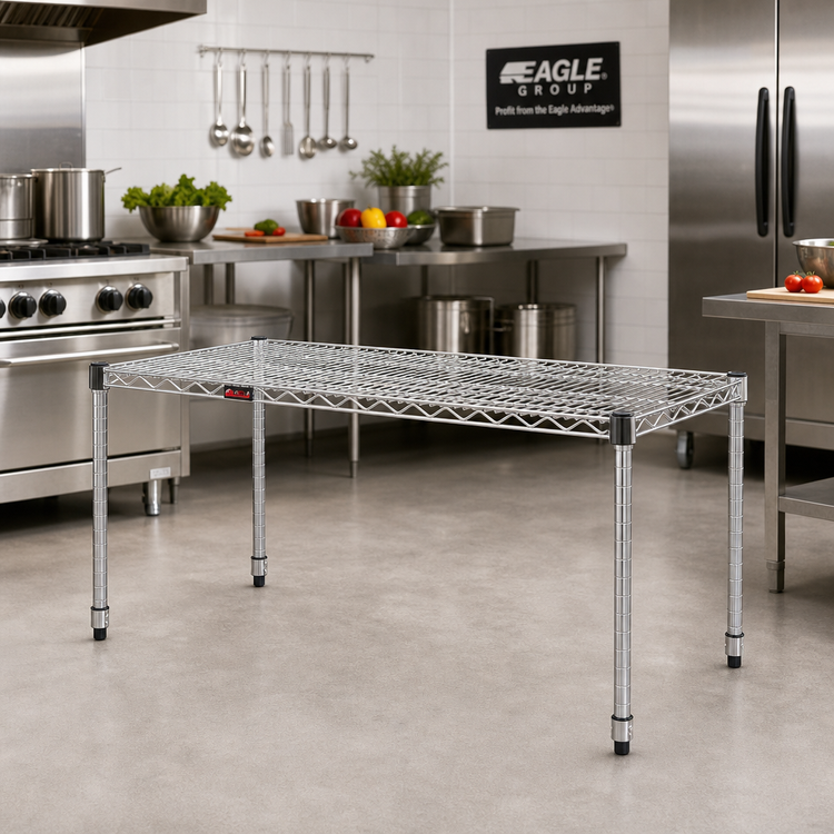 Product image #2 for Eagle Group QuadTruss Quad-Adjust Chrome-Plated Wire Shelf, 48"W x 24"D, 800 lb Capacity