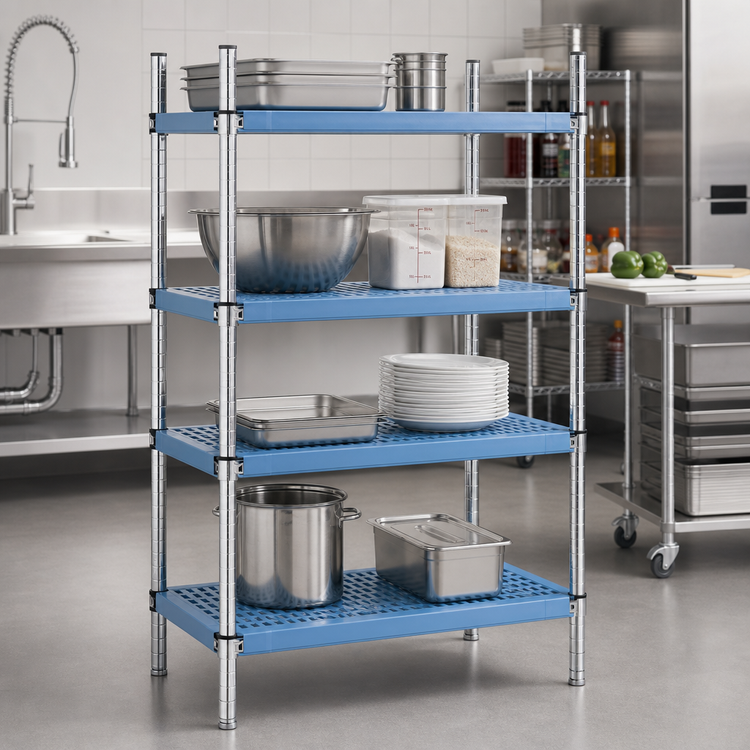 Product image #2 for QuadPlus Solid Blue Polymer Shelf Mat with Chrome QuadTruss Frame, 42 x 21 Inches