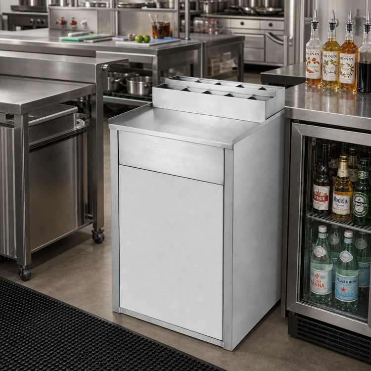 Product image #2 for 35 Gallon Stainless Steel Underbar Waste Receptacle with Front Swing Doors