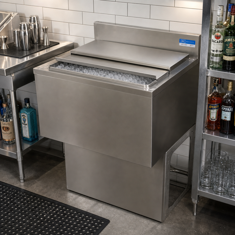 Product image #3 for BK Resources 48-Inch Underbar Insulated Ice Bin with 10-Circuit Aluminum Cold Plate, 140 lb Capacity
