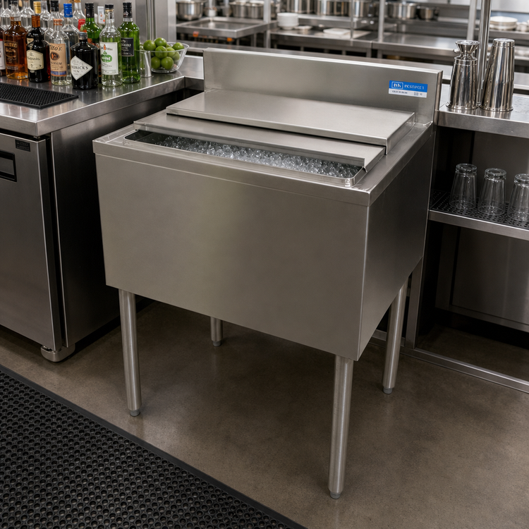 Product image #3 for BK Resources 48-Inch Underbar Insulated Ice Bin with 10-Circuit Aluminum Cold Plate, 140 lb Capacity