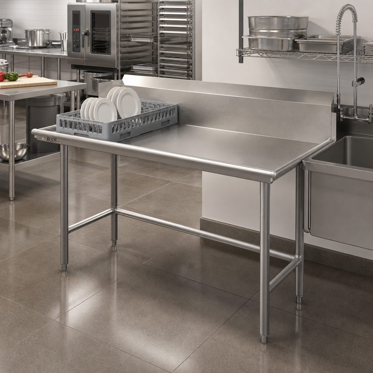 Product image #2 for John Boos Pro-Bowl 96-Inch Clean Straight Dish Table, Right-to-Left, 16-Gauge 304 Stainless Steel
