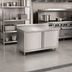 Thumbnail image #2 for John Boos Enclosed Work Table with Hinged Door Cabinet Base, 36 x 24 Inches, 14-Gauge 300 Series Stainless Steel Top, 5-Inch Backsplash