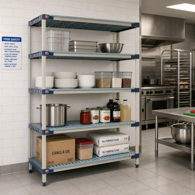 Product image #2 for MetroMax 4 Add-On All-Polymer Shelving Unit, 5 Shelves, 30 x 24 x 74 Inches, Blue