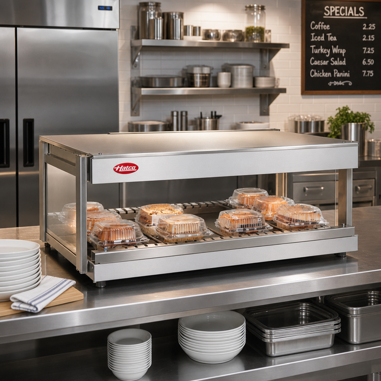 Product image #2 for Hatco Glo-Ray 60-Inch Countertop Horizontal Merchandising Warmer, Single Shelf, Pass-Thru Design