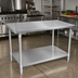 Thumbnail image #2 for John Boos Stallion 84-Inch x 30-Inch 16-Gauge 300-Series Stainless Steel Flat Top Work Table with Galvanized Legs and Adjustable Undershelf