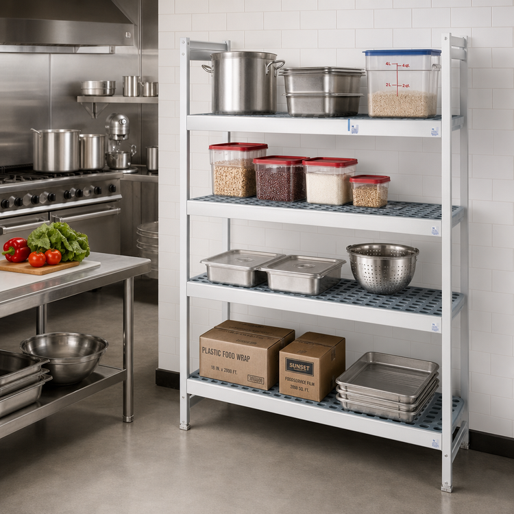 Product image #2 for Fermostock 4-Tier Polymer Corner Expansion Shelving Unit Kit, 47"W x 18"D x 83"H