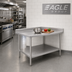 Thumbnail image #2 for Eagle Deluxe Series 30 x 30 Inch 16-Gauge Stainless Steel Corner Work Table with Backsplash and Undershelf