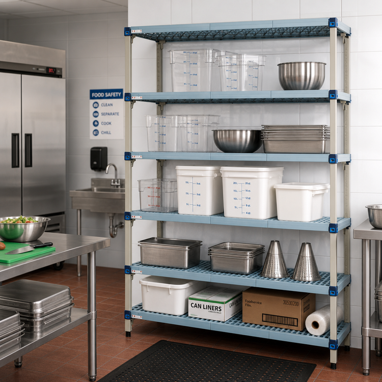 Product image #2 for MetroMax Q 5-Shelf Add-On Open-Grid Polymer Shelving Unit, 60-Inch W x 24-Inch D x 74-Inch H