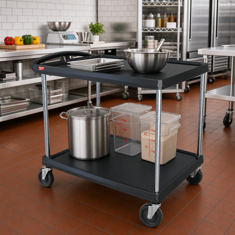 Product image #2 for Metro myCart Series 2-Shelf Polymer Utility Cart, Black, 400 lb Capacity