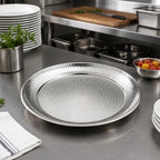 Thumbnail image #2 for American Metalcraft HMRST1601 16-Inch Round Hammered Stainless Steel Serving Tray Case of 6