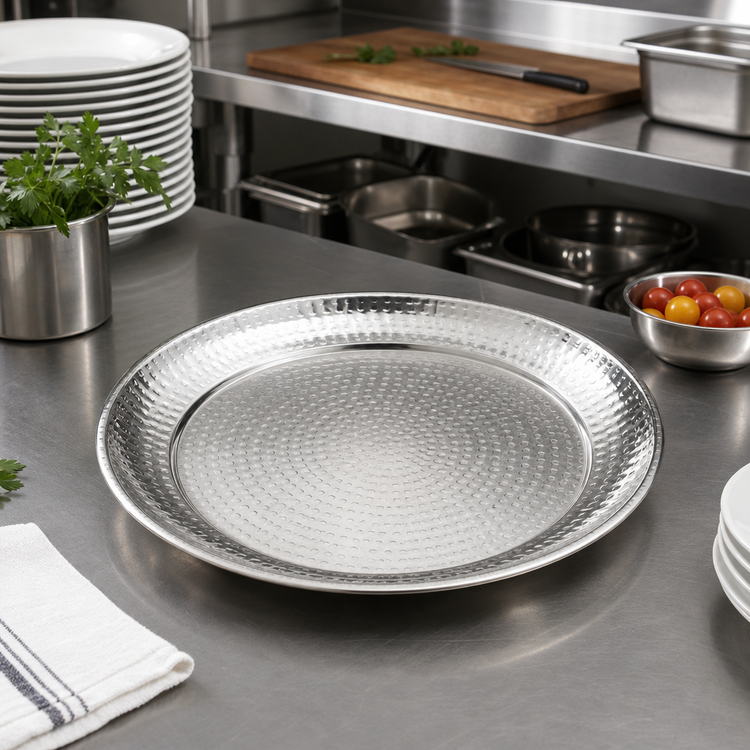 Product image #2 for American Metalcraft 16-Inch Round Hammered Stainless Steel Serving Tray