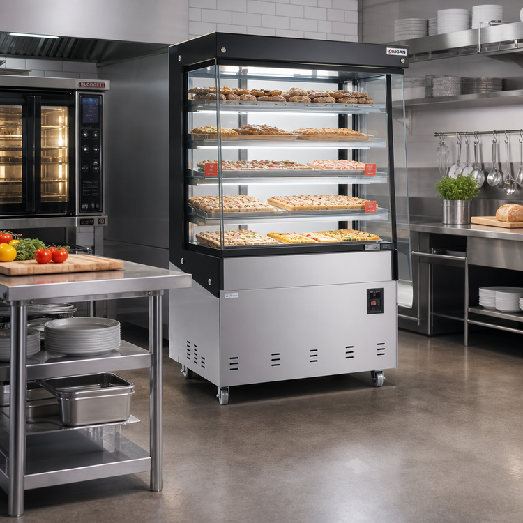 Product image #2 for Omcan DW-CN-1200 Self-Service Floor Model Heated Display Case, 46-Inch Wide, 26.8 Cu. Ft., 220V