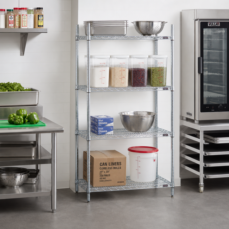 Product image #2 for EAGLEbrite 4-Tier Starter Wire Shelving Unit, 24W x 21D x 74H, Zinc Finish