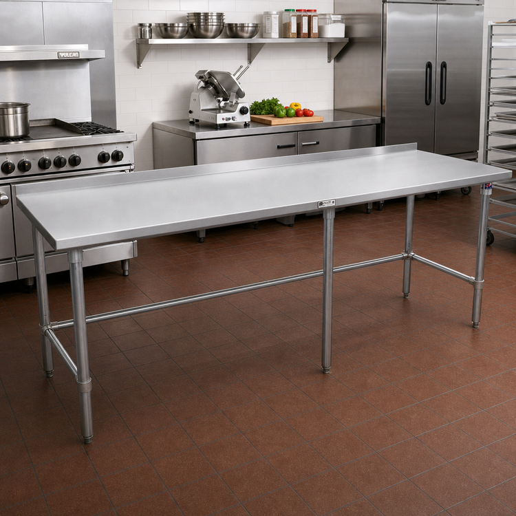 Product image #2 for John Boos Stallion 144" W x 24" D Stainless Steel Work Table with 1-1/2" Rear Up-Turn
