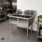 Thumbnail image #2 for John Boos E2S8-18-12-X 2-Compartment Stainless Steel Sink, 18 x 18-Inch Bowls, 12-Inch Deep, 9-3/4-Inch Backsplash, Galvanized Legs