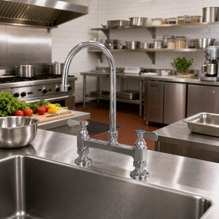 Product image #2 for OptiFlow Heavy Duty Deck Mount Faucet with 8-Inch Gooseneck Spout