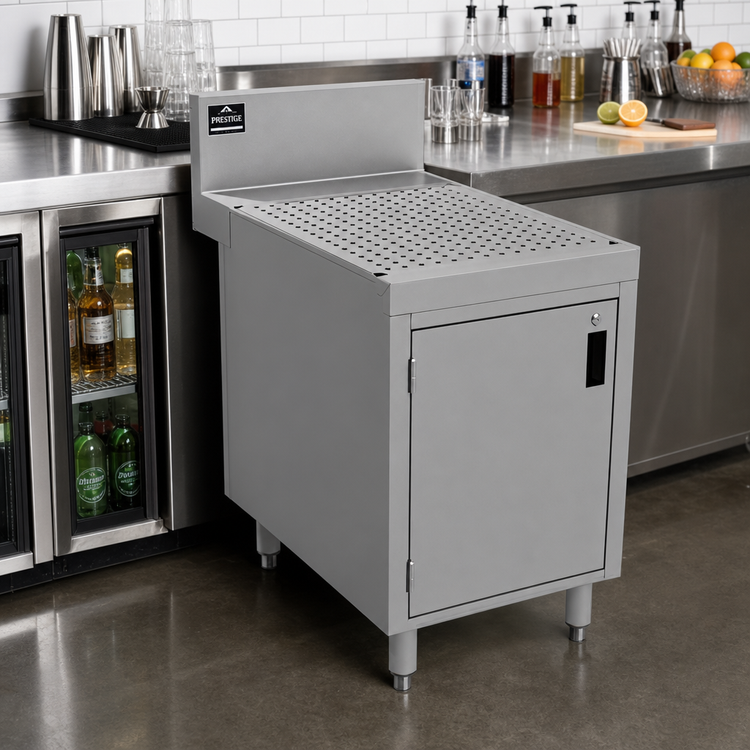 Product image #2 for Advance Tabco Prestige 18 x 30 Inch Underbar Drainboard Cabinet with 7 Inch Backsplash