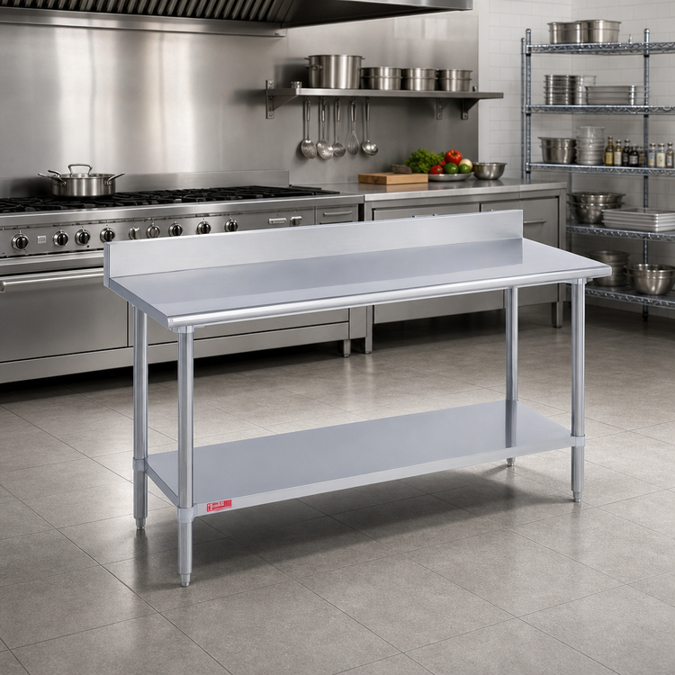 Product image #2 for Duke 72-Inch x 36-Inch Stainless Steel Work Table with 5-Inch Riser and Undershelf