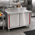 Thumbnail image #2 for Eagle Group Spec-Master CB2472SEM-BS 72-Inch x 24-Inch 14-Gauge Stainless Steel Enclosed Work Table with Sliding-Door Cabinet Base