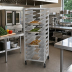 Thumbnail image #2 for Advance Tabco UR10 Full-Height Aluminum Pan Rack, Open Sides, 10-Pan, Fixed Slides, 6-Inch Centers, Front/Rear Loading