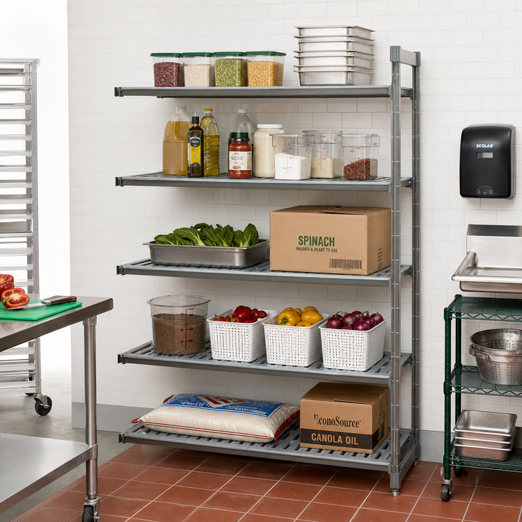 Product image #2 for Cambro Camshelving Basics Plus 18 x 36 x 64 Inch 5-Tier Vented Add-On Polymer Shelving Unit